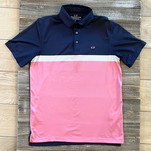 Vineyard Vines, Mens Polo, Pink/Navy, S